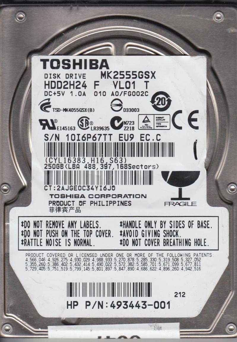 Toshiba MK2555GSXF – hard drive – 250 GB – SATA 3Gb/s (Apple) (imagen  referencial) – Almonacid Computación